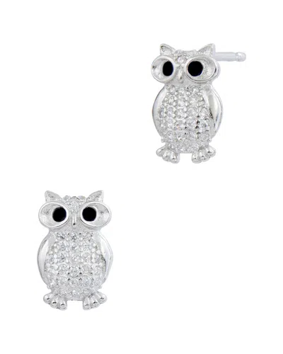 Savvy Cie Silver Cz Owl Studs In Metallic