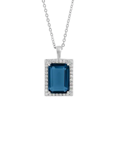 Savvy Cie Silver Cz Pendant Necklace In Blue