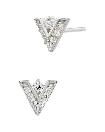 Savvy Cie Silver Cz Small Earrings In Metallic