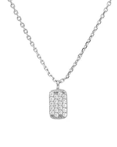 Savvy Cie Silver Cz Small Tag Necklace