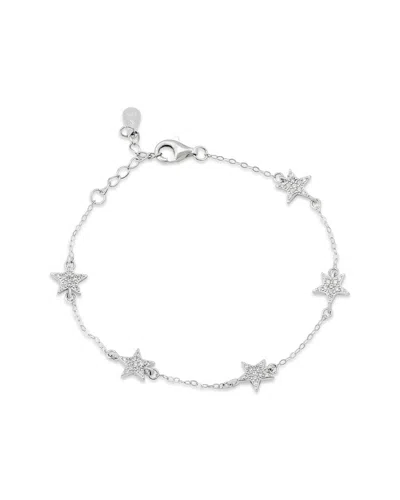 Savvy Cie Silver Cz Station Bracelet In Neutral