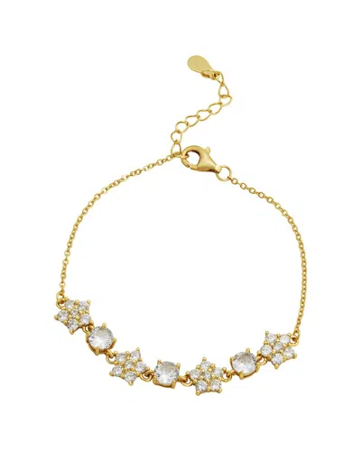 Savvy Cie Silver Cz Station Bracelet In Gold
