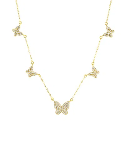 Savvy Cie Silver Cz Station Necklace In Orange