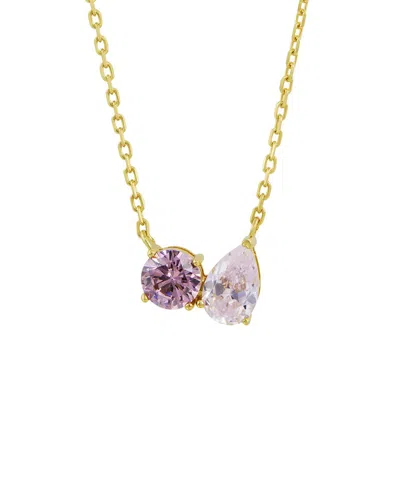 Savvy Cie Silver Cz Station Necklace In Gold