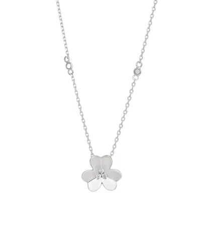 Savvy Cie Silver Cz Station Necklace
