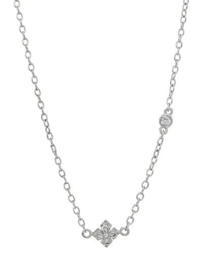 Savvy Cie Silver Cz Station Necklace In Metallic