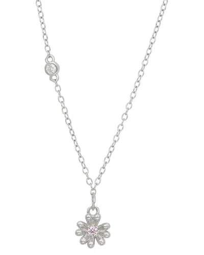 Savvy Cie Silver Cz Station Necklace Necklace In Metallic