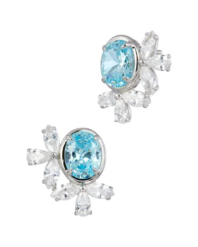 Savvy Cie Silver Cz Stud Earrings In Metallic