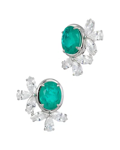 Savvy Cie Silver Cz Stud Earrings In Metallic