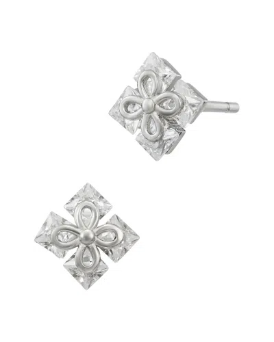 Savvy Cie Silver Cz Stud Earrings In Metallic