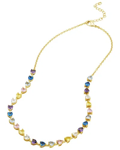 Savvy Cie Silver Cz Tennis Necklace In Gold