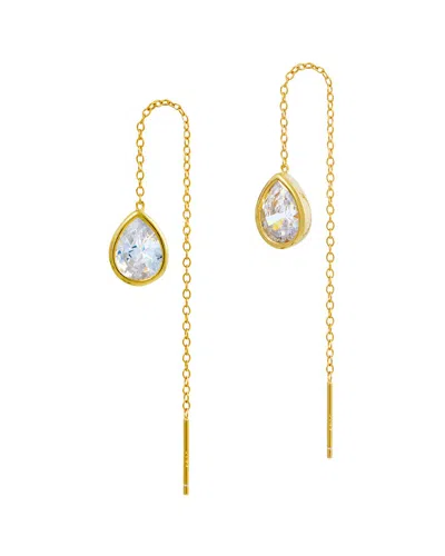 Savvy Cie Silver Cz Threader Earrings In Gold