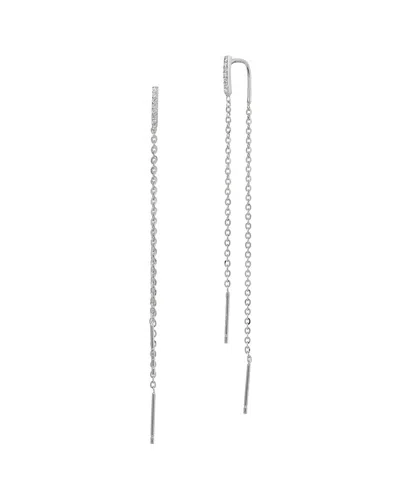 Savvy Cie Silver Cz Threader Earrings In Metallic