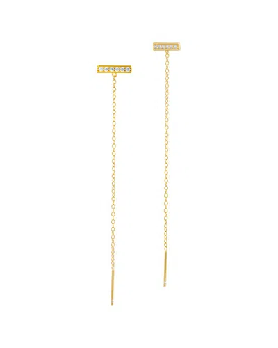 Savvy Cie Silver Cz Threader Earrings In Gold