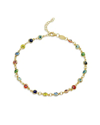 Savvy Cie Silver Evil Eye Ankle Bracelet In Gold