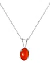Savvy Cie Silver Fire Opal Solitaire Pendant In Metallic