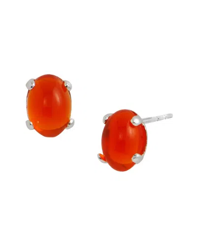 Savvy Cie Silver Fire Opal Stud Earrings In Brown