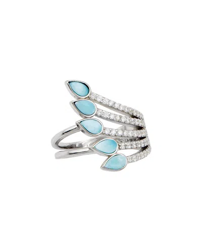 Savvy Cie Silver Larimar Cz Ring