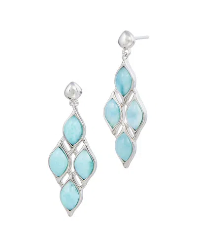 Savvy Cie Silver Larimar Dangle Earrings In Metallic