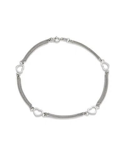 Savvy Cie Silver Multi Chain Heart Station Anklet In Metallic