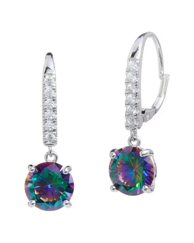 SAVVY CIE SAVVY CIE SILVER MYSTIC TOPAZ CZ DROP EARRINGS
