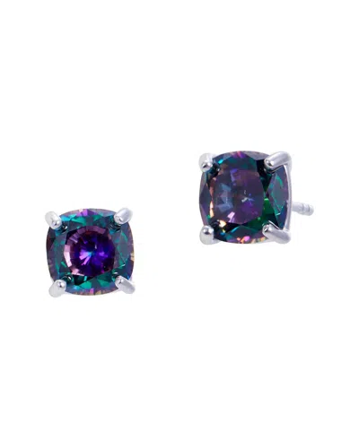 Savvy Cie Silver Mystic Topaz Stud Earrings In Brown