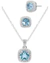Savvy Cie Silver Topaz Earring & Necklace Set