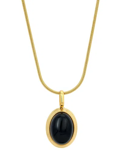 Savvy Cie Stainless Steel Onyx Statement Necklace