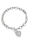 Savvy Cie Sterilng Silver Pave Cz Heart Toggle Bracelet In White