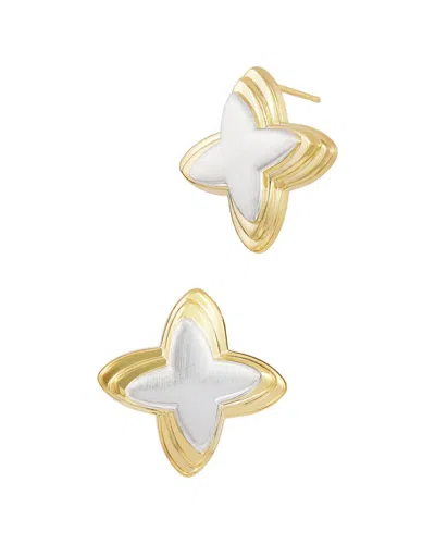 Savvy Cie Gold And Rhodium Plated Bronze Two Tone Star Stud