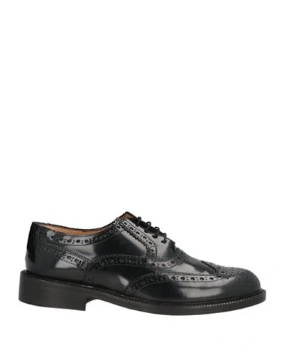 Saxone Man Lace-up Shoes Black Size 8 Leather