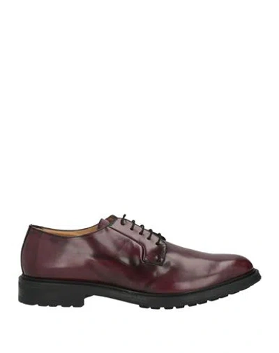 Saxone Man Lace-up Shoes Burgundy Size 11 Leather