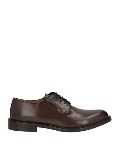Saxone Man Lace-up Shoes Dark Brown Size 10 Leather In Multi