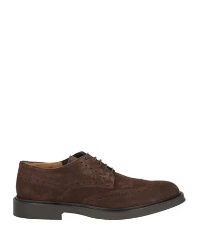 Saxone Man Lace-up Shoes Dark Brown Size 10 Leather In Multi