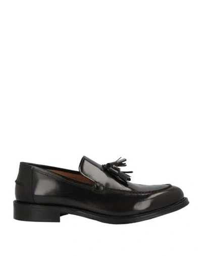 Saxone Man Loafers Burgundy Size 10 Leather In Black