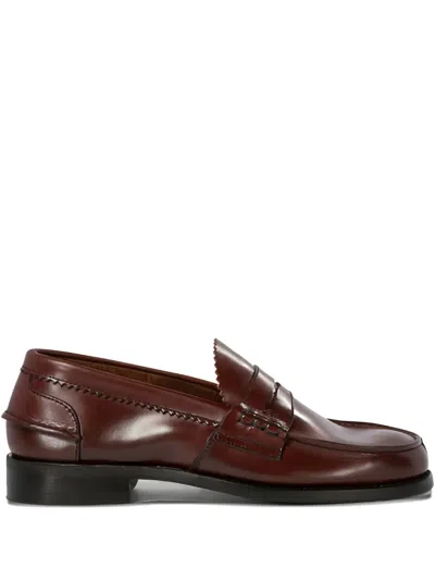 Saxone Of Scotland Arran 1407/03 Penny Leather Loafers In Red