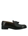 SAXONE OF SCOTLAND DARK BROWN SPAZZOLATO LEATHER MENS LOAFERS SHOES