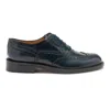 Saxone Of Scotland Elegant Leather Brogue Men's Shoes In Blue