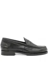 Saxone Of Scotland Penny Leather Loafers In Black