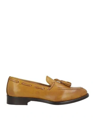 Saxone Woman Loafers Mustard Size 5 Leather In Yellow