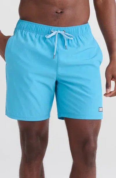 Saxx 7-inch Oh Buoy Volley Swim Shorts In Blue Moon