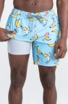 Saxx 7-inch Oh Buoy Volley Swim Shorts In Rainbow Bananas- Azure