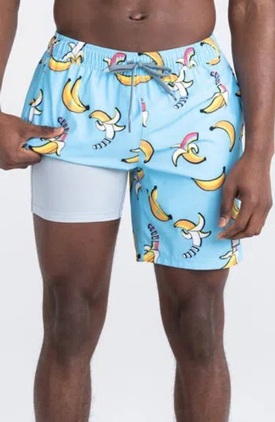 Saxx 7-inch Oh Buoy Volley Swim Shorts In Rainbow Bananas- Azure