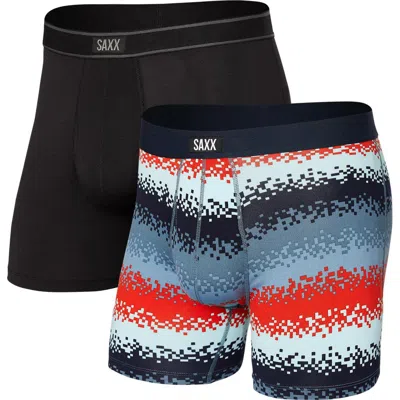 Saxx Assorted 2-pack Boxer Briefs In Tech Rec Stripe/black