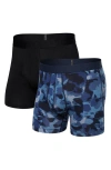 Saxx Men's Droptemp Cooling Cotton Slim Fit Boxer Briefs – 2pk In Daybreak Camo/black