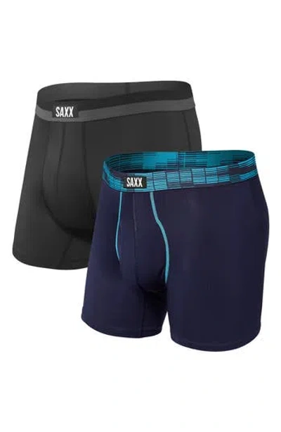 Saxx Assorted 2-pack Sport Mesh Boxer Briefs In Navy Digi Dna/black