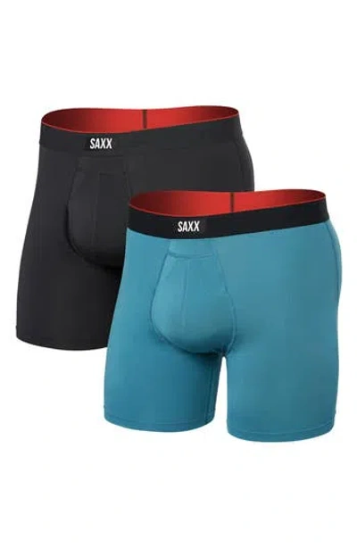 Saxx Assorted 2-pack Multi-sport Mesh Performance Boxer Briefs In Hydr Blue/fade Black