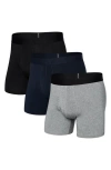 Saxx Assorted 3-pack Droptemp® Cooling Cotton Boxer Briefs In Dark Grey/dark Ink/black