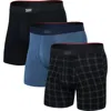 Saxx Assorted 3-pack Vibe Xtra Super Soft Boxer Briefs In Window Pane/dark Denim/black