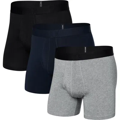 Saxx Assorted 3-pack Droptemp® Cooling Cotton Boxer Briefs In Dk Grey Dk Ink Blk